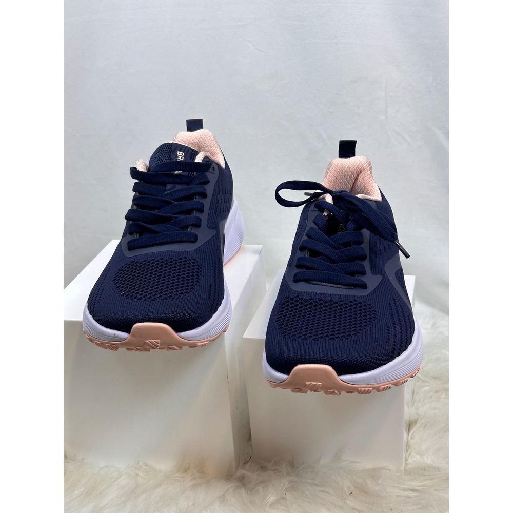 Bronax Running Shoes Women Size 6.5 Navy Pink Like New Lightweight Knit Sneakers